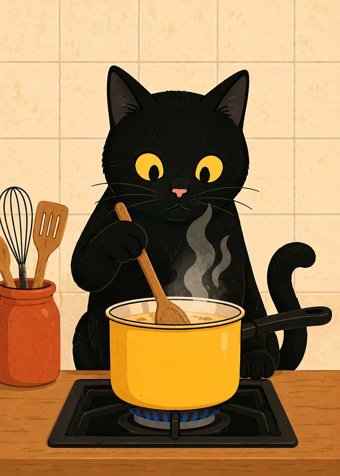 Black Cat Cooking Soup