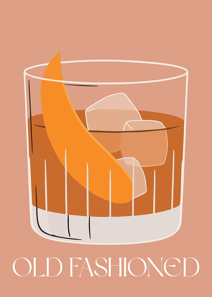 Old Fashioned Cocktail Minimalist Poster