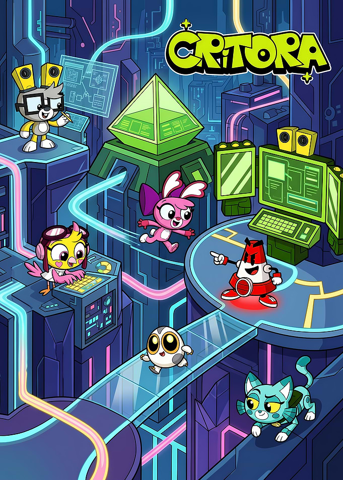 Critora Characters in Futuristic City
