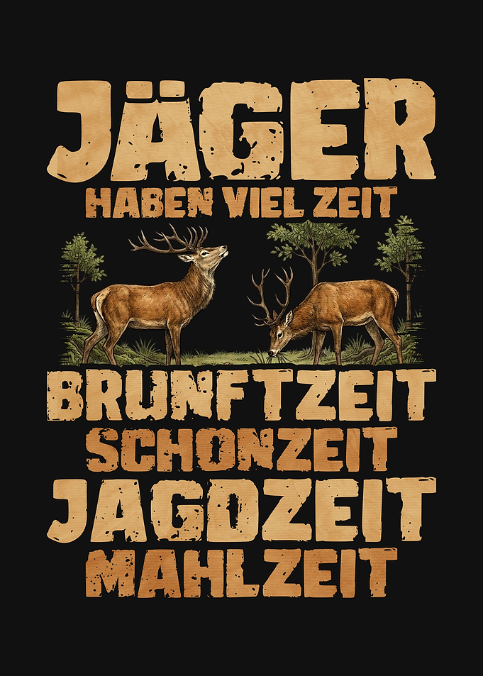 German Hunter Text Art with Deer