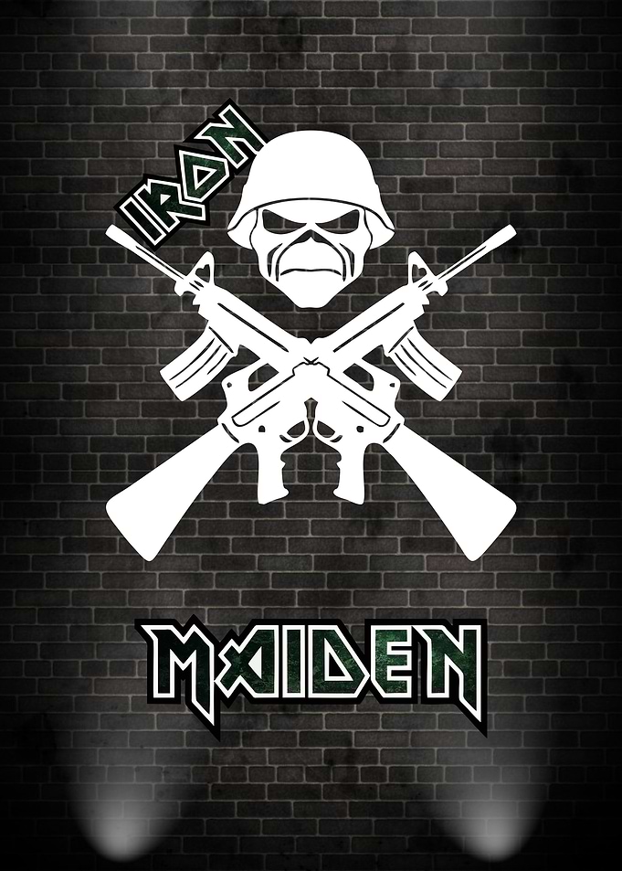 Iron Maiden Eddie with crossed rifles