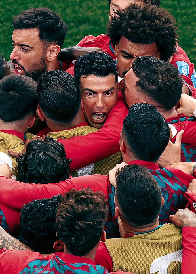 Cristiano Ronaldo celebrates with teammates