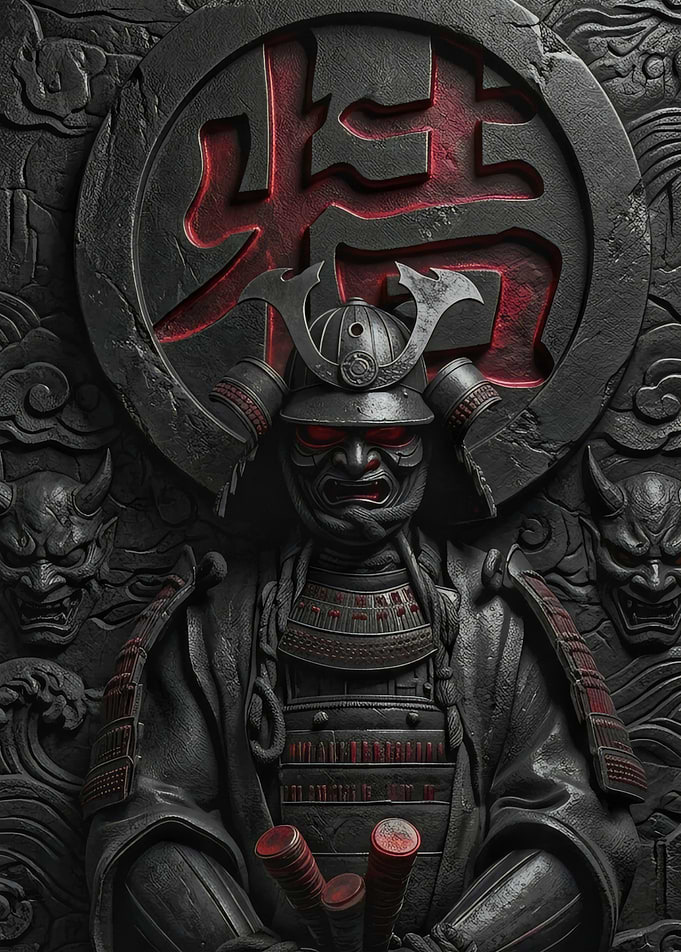 Samurai Warrior with Oni Masks