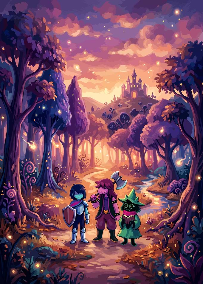 Deltarune Characters in a Magical Forest
