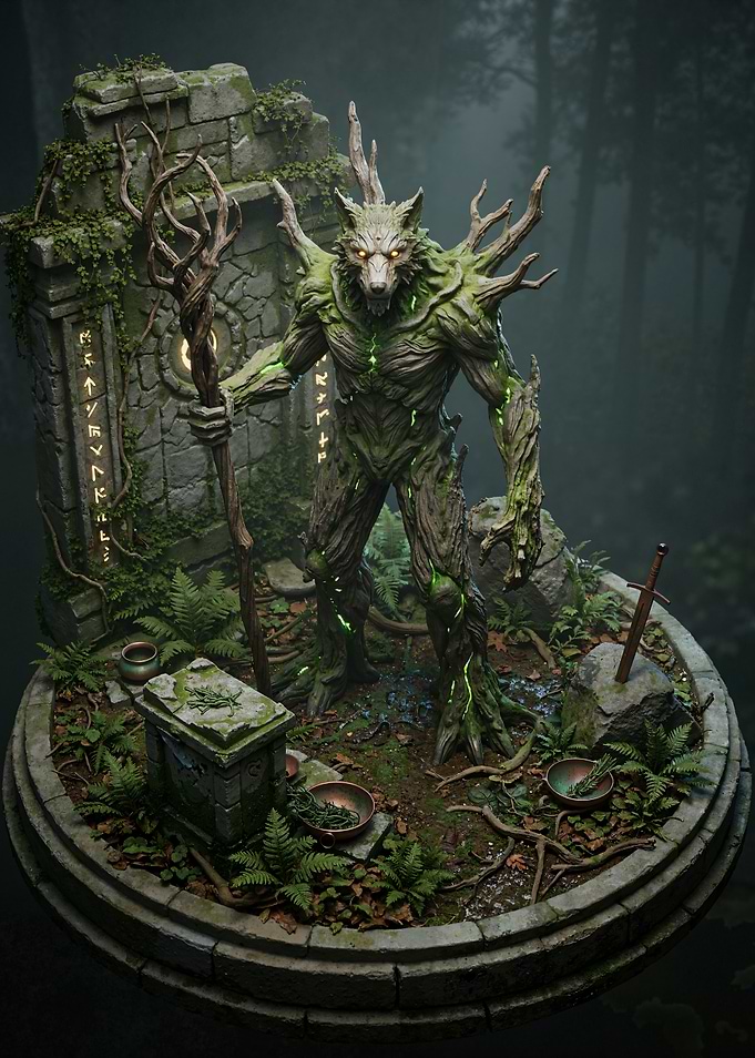 Fantasy Tree Creature with Staff