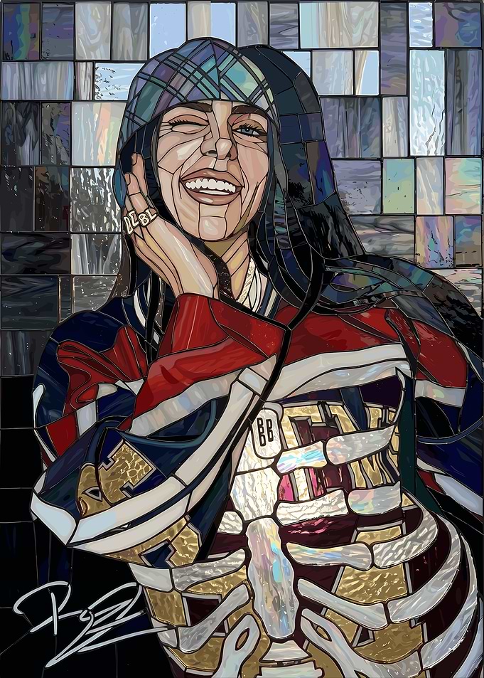 Billie Eilish Stained Glass Portrait