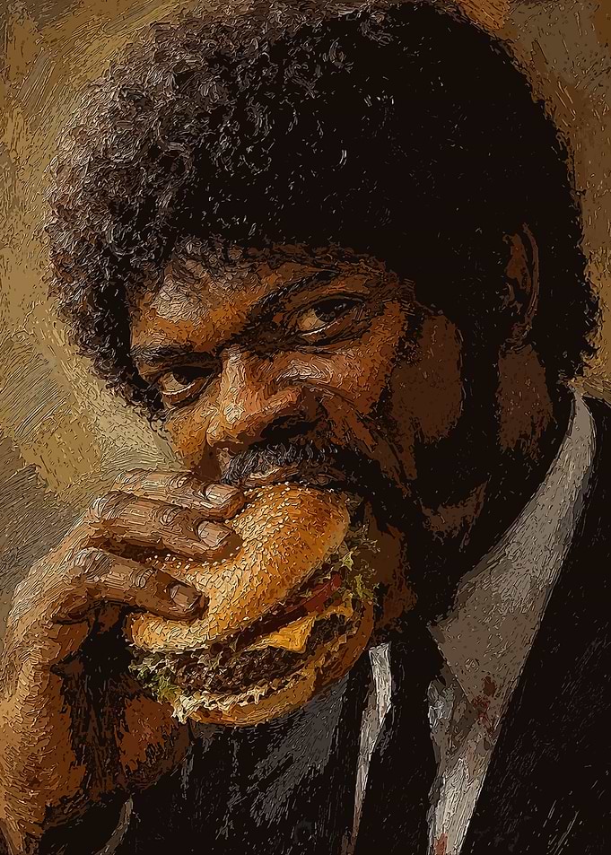 Samuel L. Jackson eating a burger