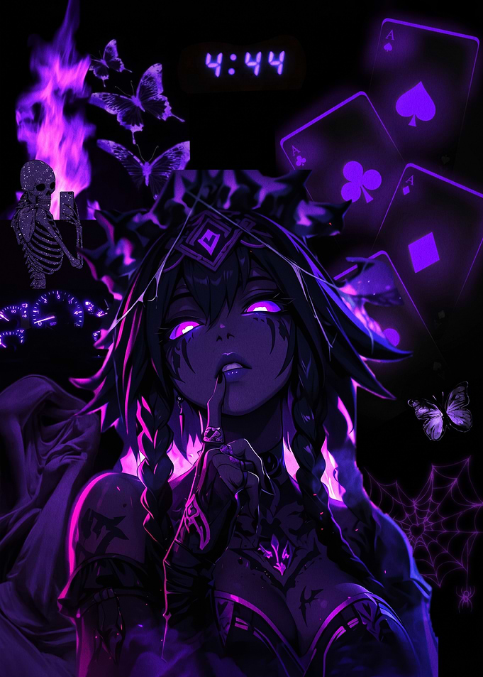 Dark Anime Character with Purple Accents