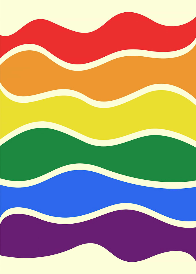 QUEER Rainbow Waves Background