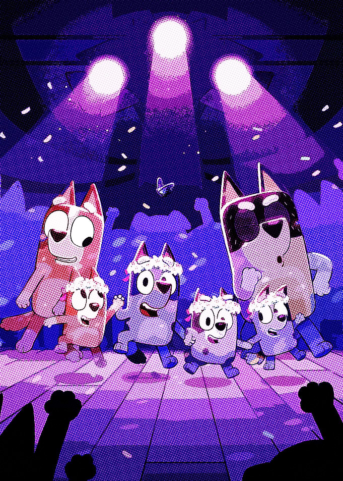 Bluey Family Dancing on Stage