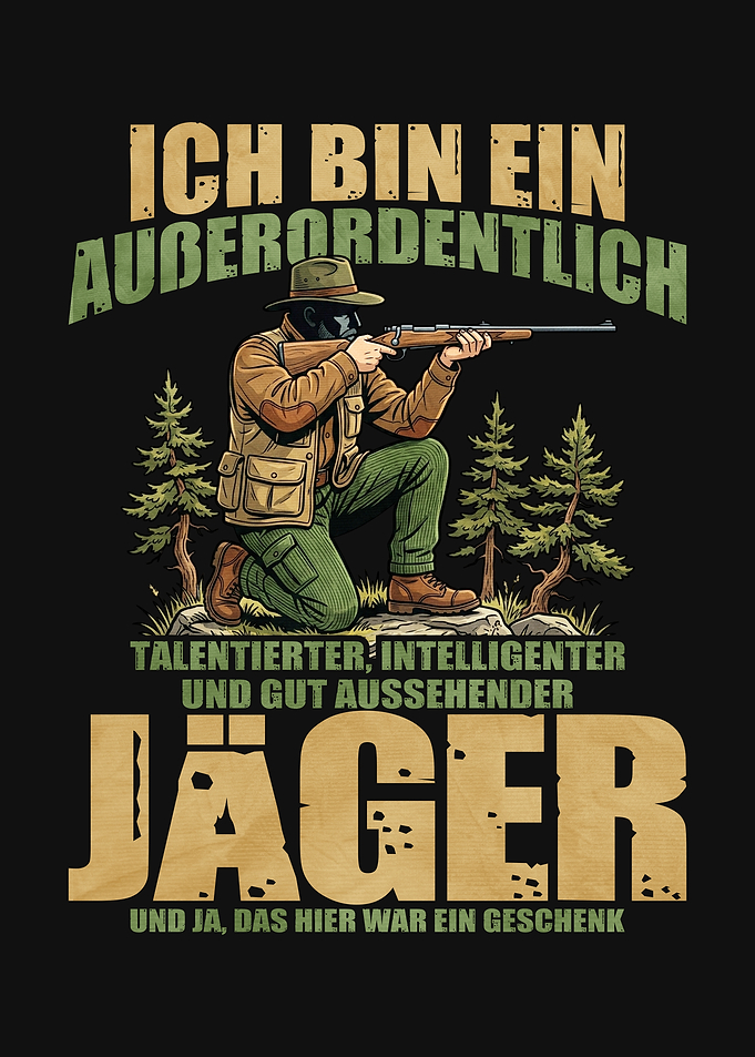 Hunter with Rifle and German Text
