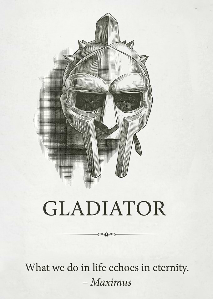 Gladiator Helmet and Quote eternity