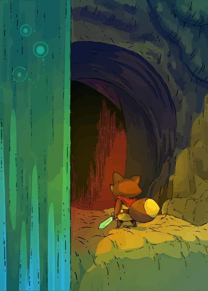 Fox Warrior Enters Dark Cave