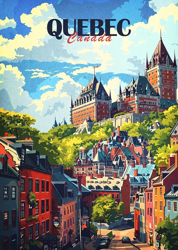 Quebec City Vintage Travel Poster
