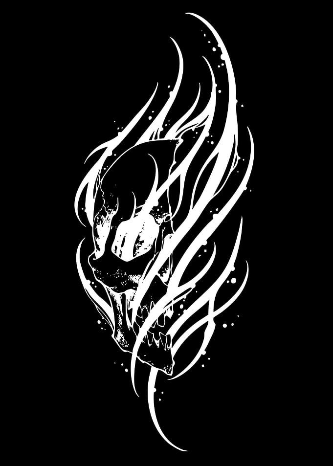 Tribal Skull with Flames