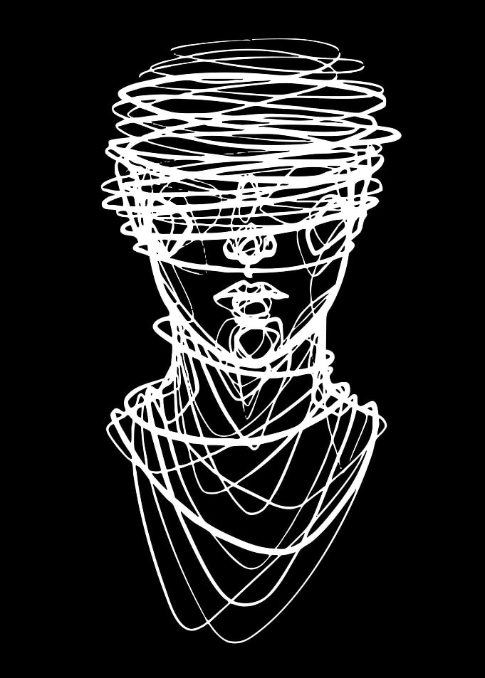 Abstract White Face on Black Background