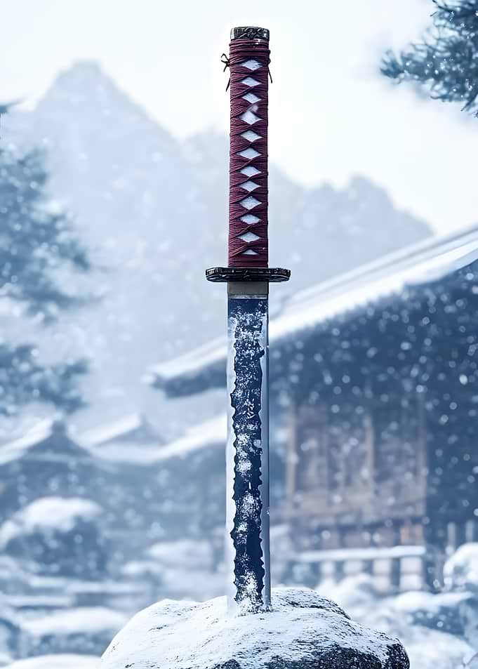Katana in a Snowy Landscape