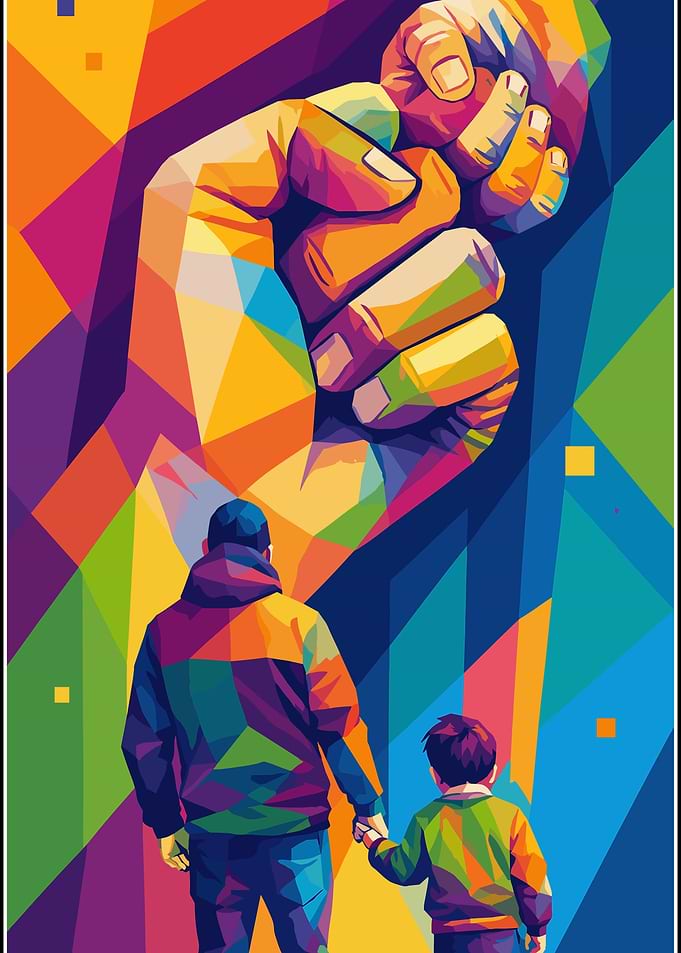 Father and Son Holding Hands
