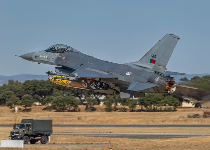 F-16 Fighting Falcon Taking Flight in Beja