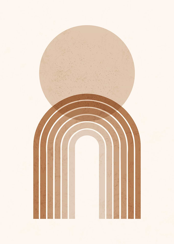 Boho Sun and Arches - Minimalist Earth Tone Wall Art