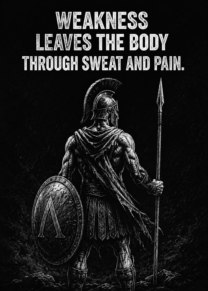Spartan Warrior with Inspirational Quote