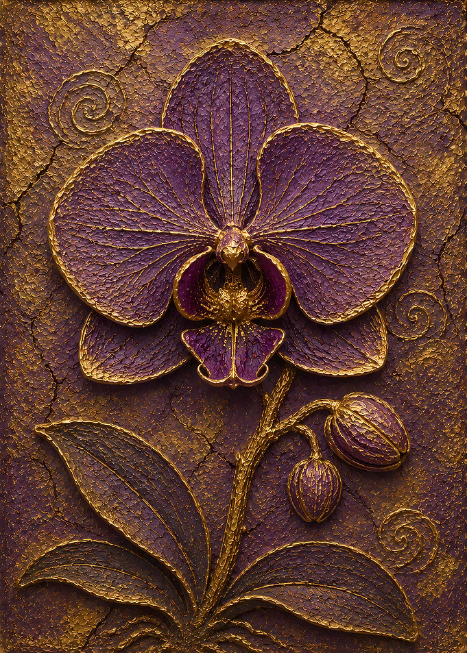 Textured Purple and Gold Orchid