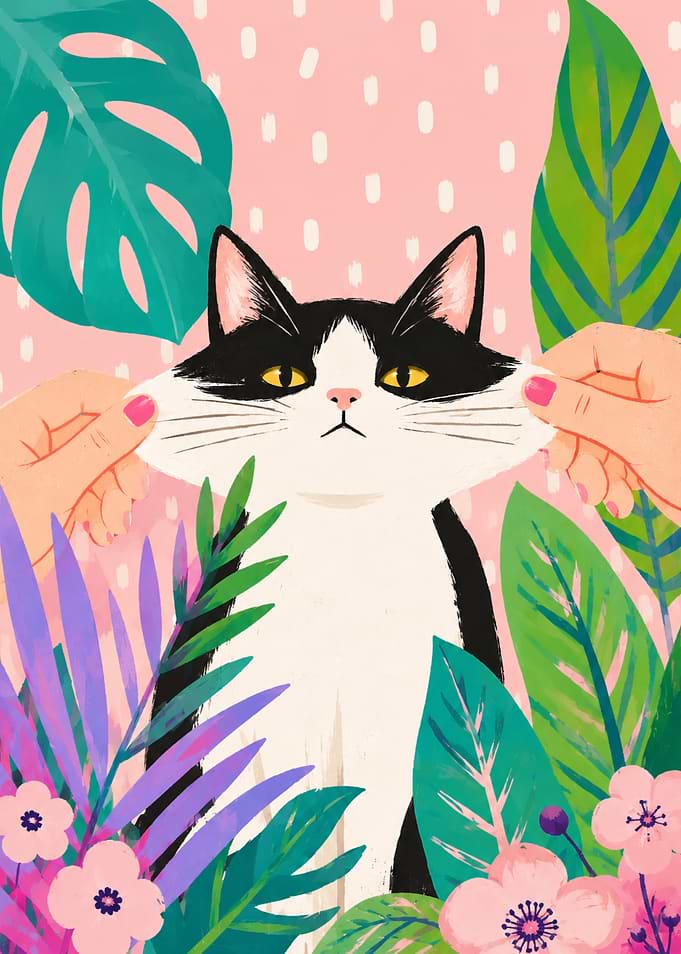 Cat being squeezed by hands