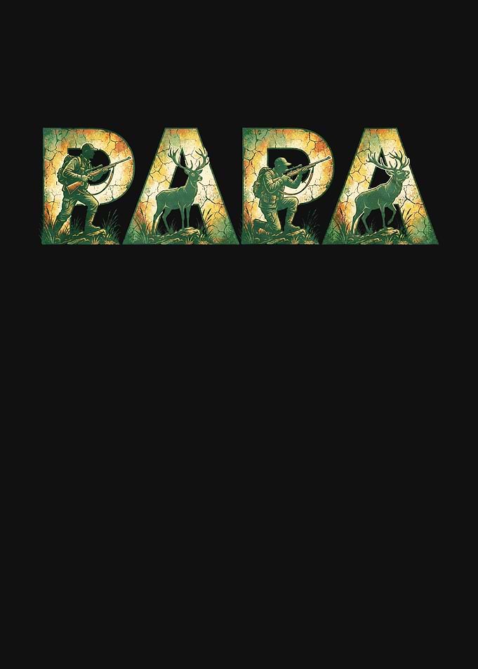 Papa Hunting Deer Text Art