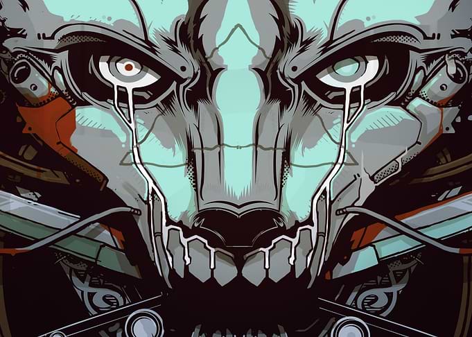 Cyberpunk Wolf Robot