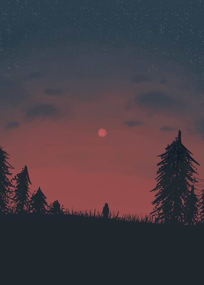 Red Dusk | Silhouette of a person at sunset