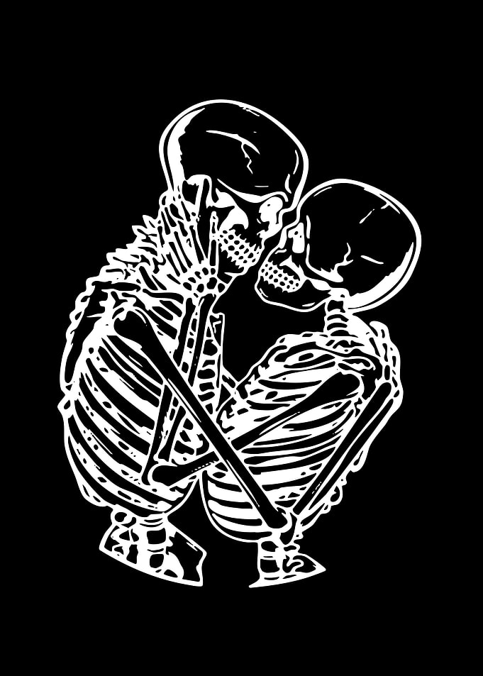 Two Skeletons Embracing