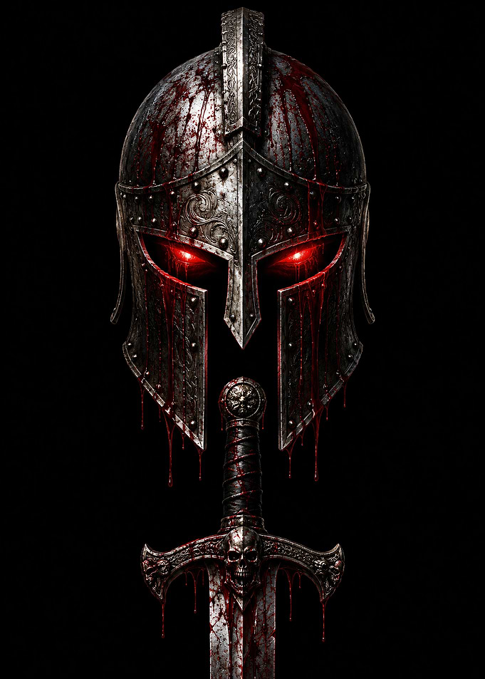 Bloody Warrior Helmet and Sword