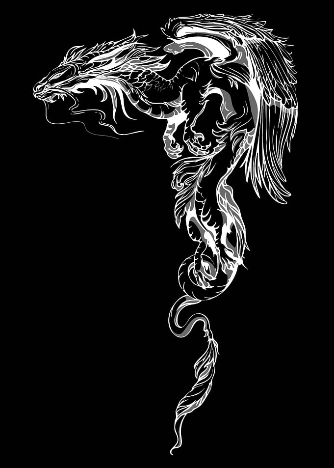 White Dragon Tattoo Design