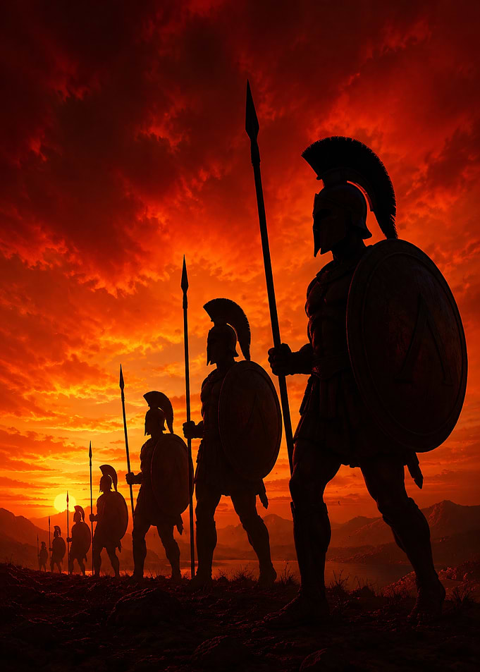 Spartan Warriors at Sunset