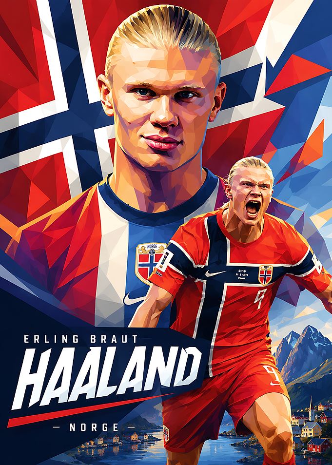 Erling Haaland Norway Football Poster