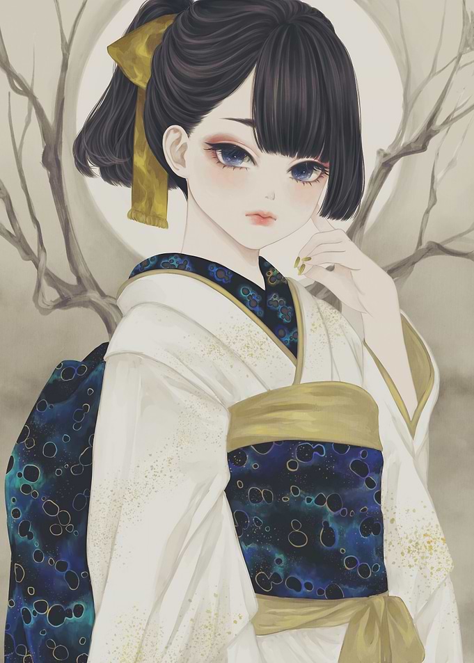 Anime Girl in Traditional Kimono