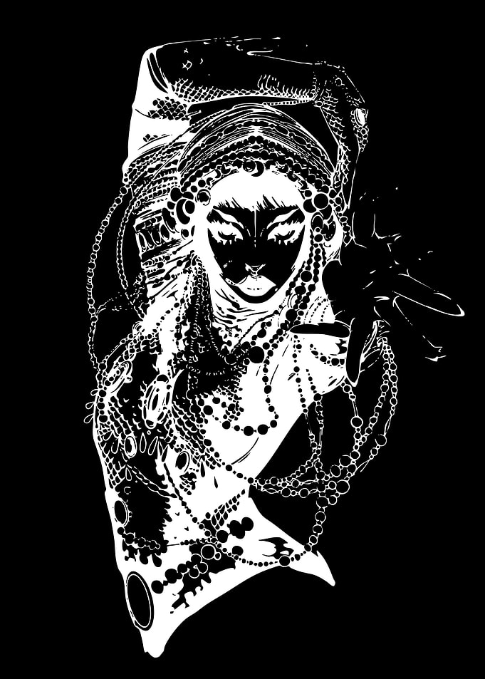 Mysterious Woman with Snake and Jewelry
