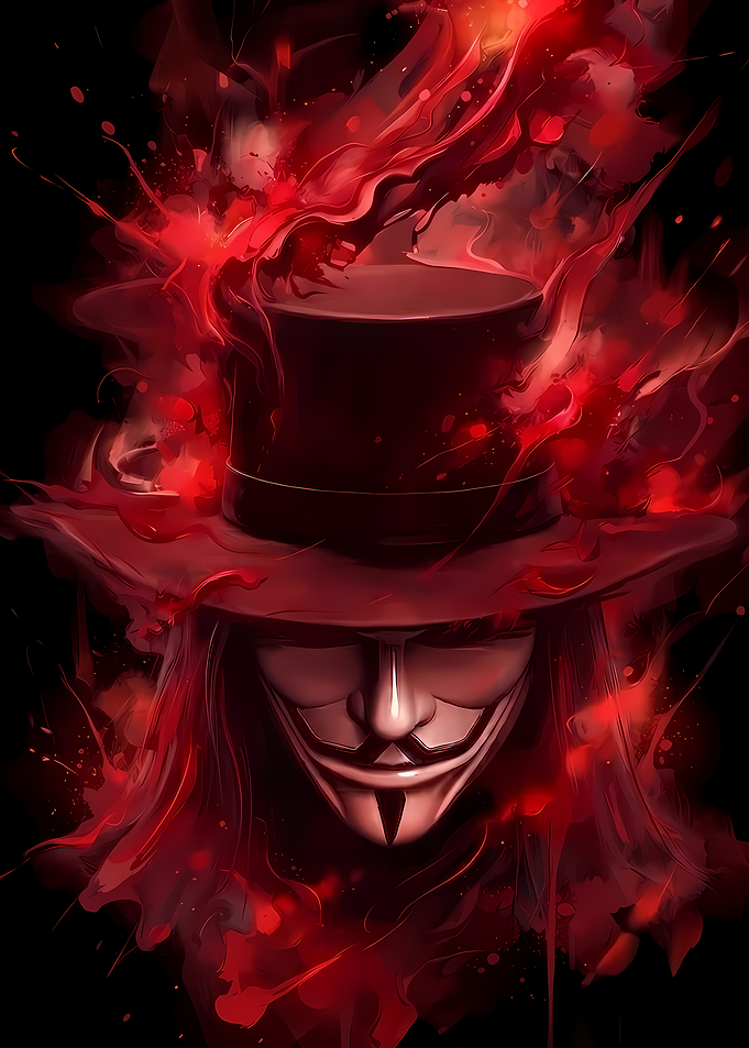 V for Vendetta Mask with Red Smoke