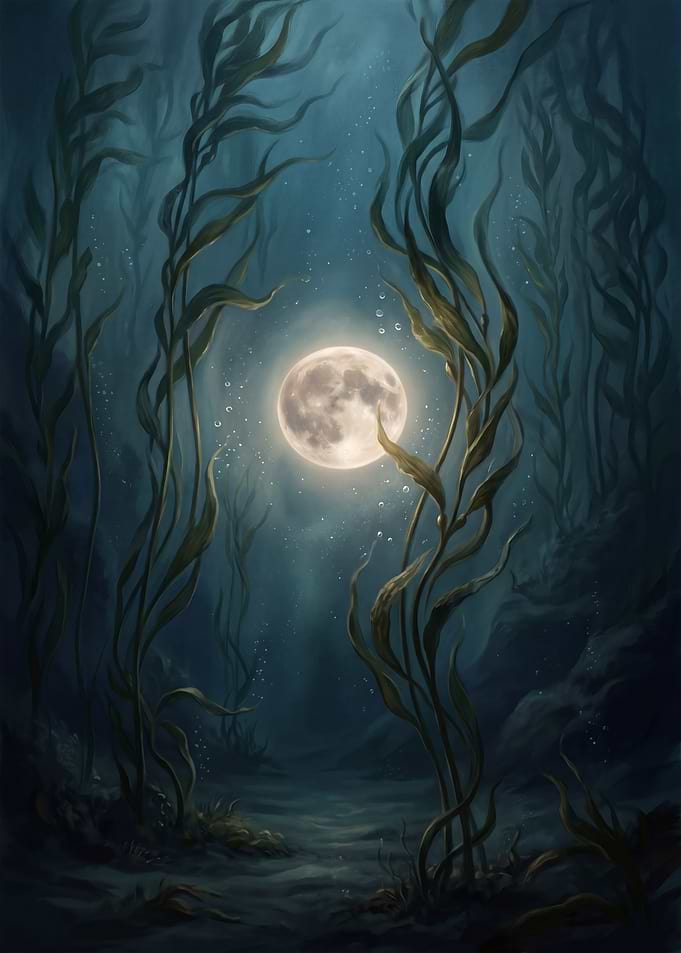Underwater Moonlit Kelp Forest
