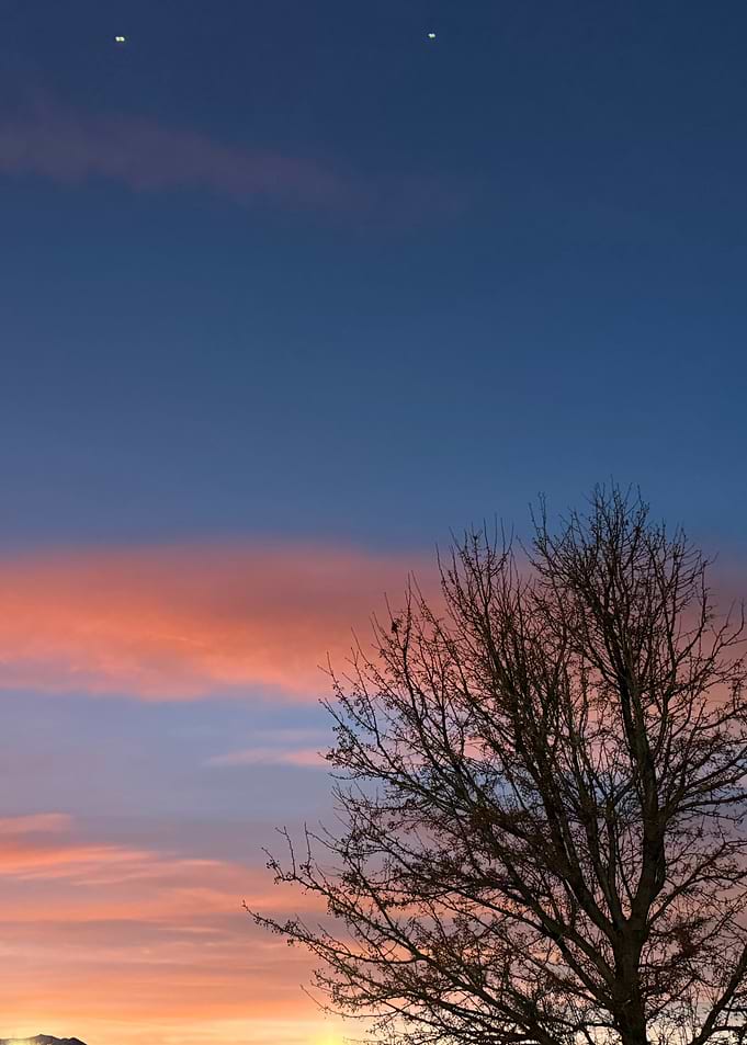 Sunset Sky with Tree and Stars