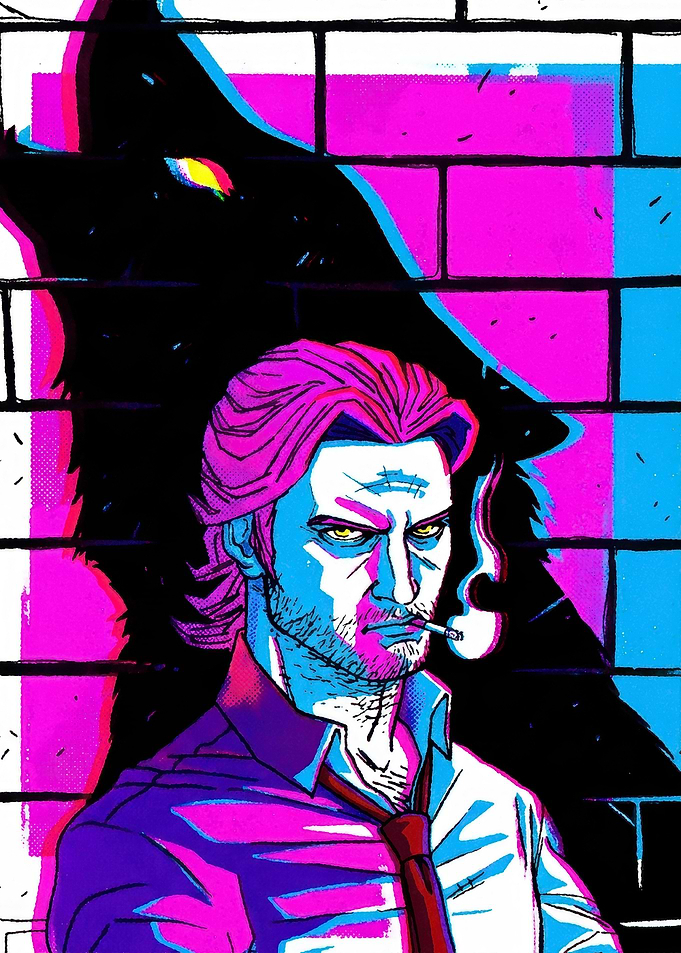Man with Wolf Shadow
