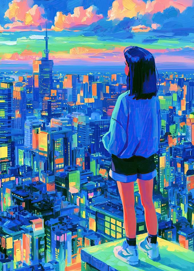 Too High to Care - Neon Lofi Cityscape