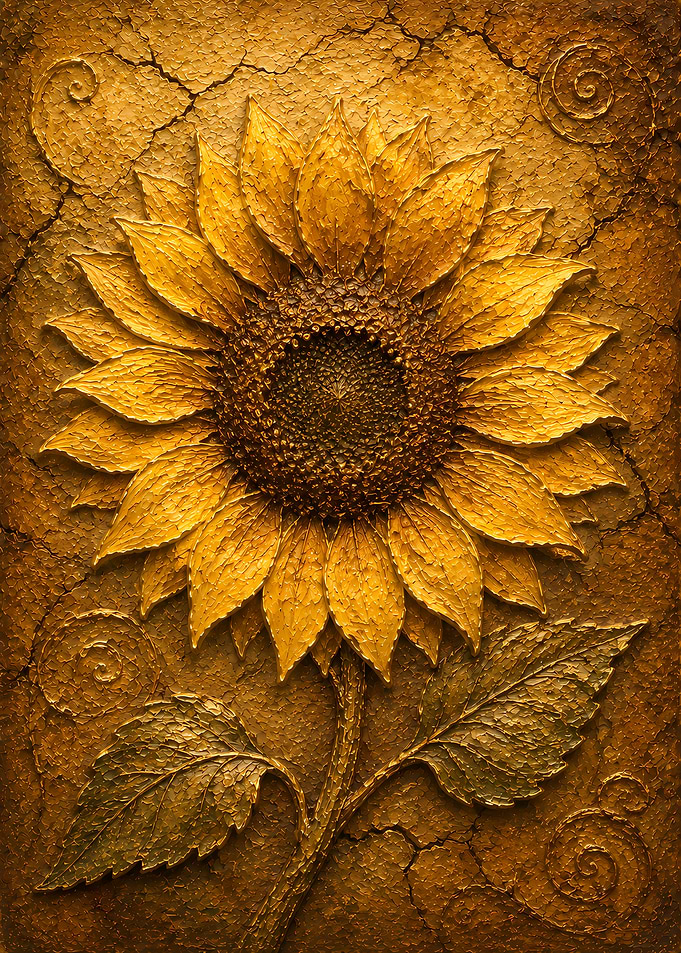 Textured Sunflower Artwork