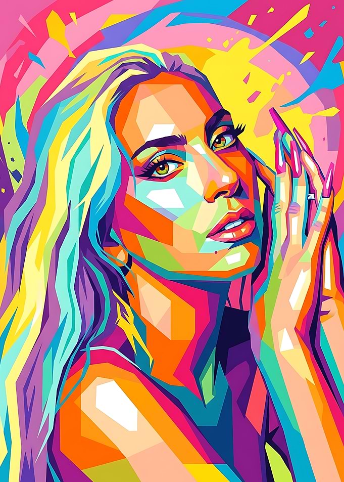 A Pop Art portrait of Lady Gaga.