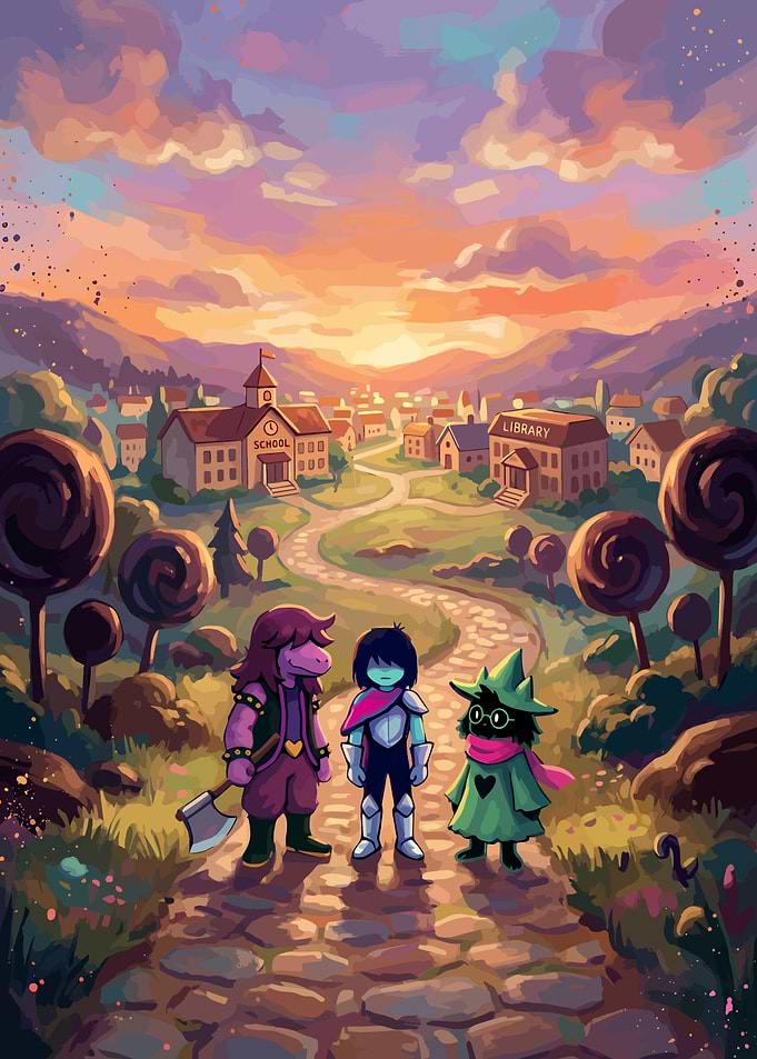 Deltarune Characters in a Town