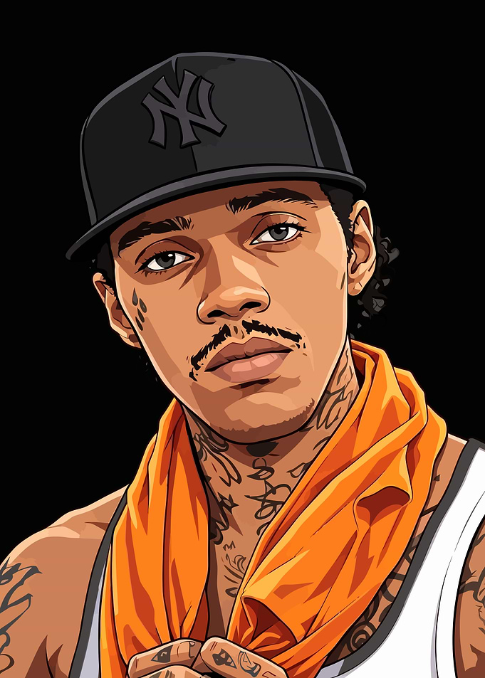 Cartoon Portrait of a Man with Tattoos