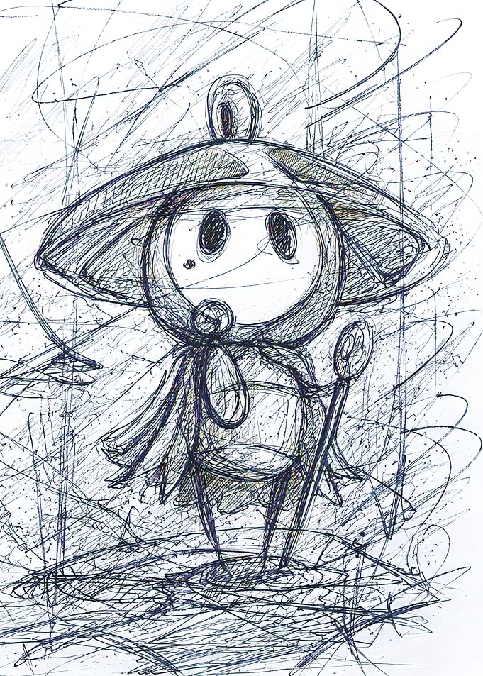 Cute character with a large hat