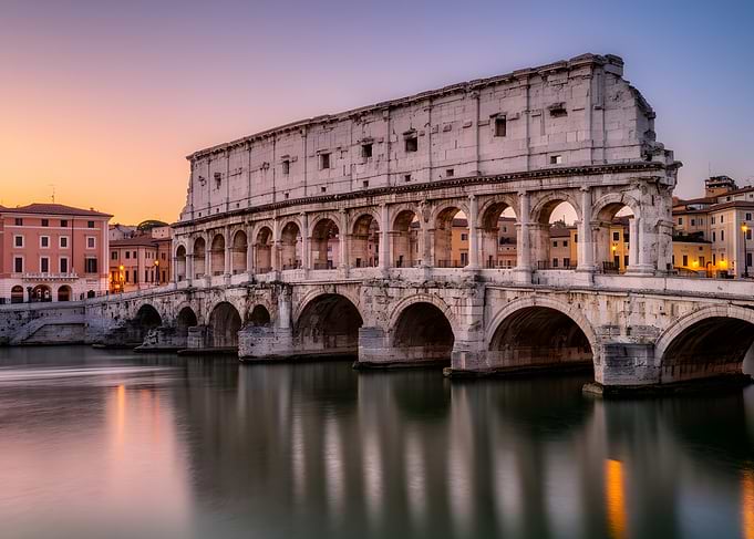 Ancient Roman Bridge at Sunset