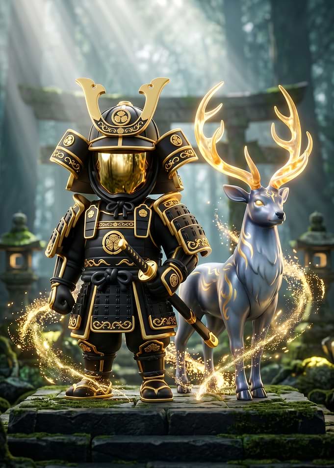 Samurai Warrior and Spirit Deer