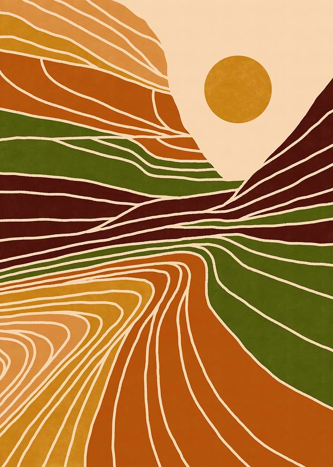 Contour Landscape with Sun